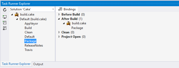 Visual Studio task runner explorer bindings