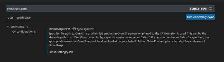 omnisharp.path settings